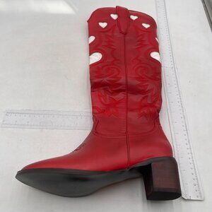 Embroidered Western Boots for Women Cowboy Boots Wide Mid Calf Western Boot Red